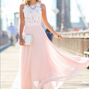 NWT Lace & Chiffon Maxi Dress (Size L/8-10)